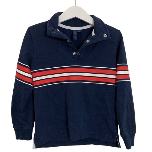 Janie and Jack Other - Janie And Jack Polo Rugby Stripe Long Sleeve Shirt Boys Size 5 Navy Blue